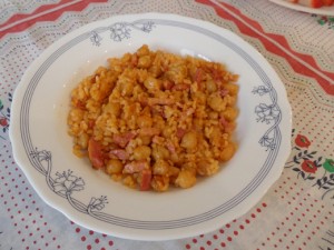 Garbanzos con Arroz al Microondas