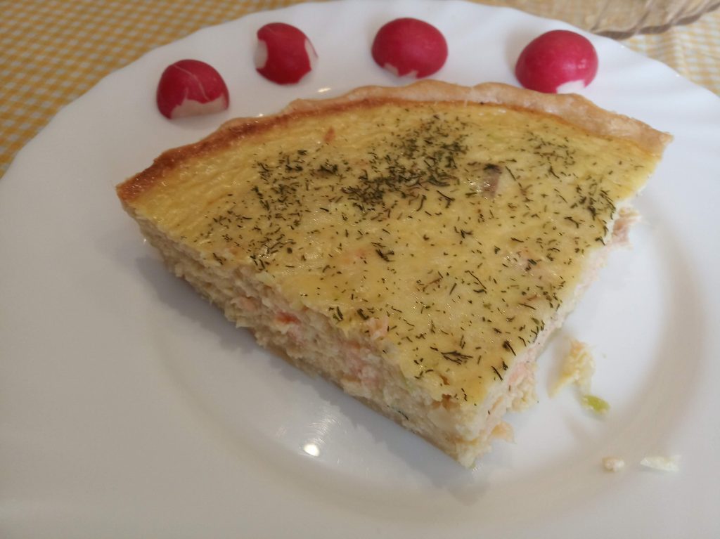 Quiche de salmón y puerro