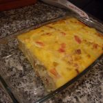 Tortilla de papas, jamón y queso al horno