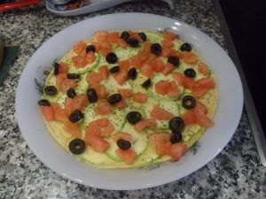 Quiche al Microondas de calabacín - tomate y aceitunas