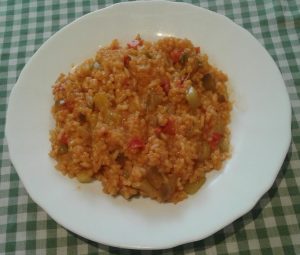 Arroz con calabacín y berenjenas