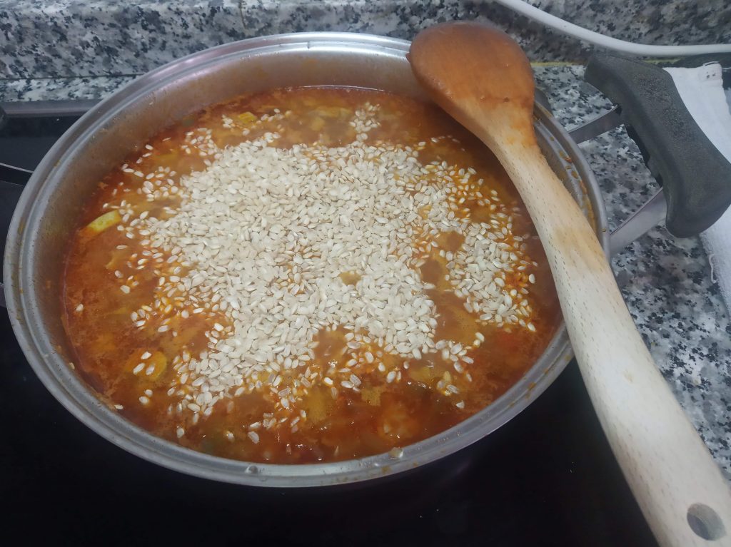 Arroz con calabacín y berenjenas