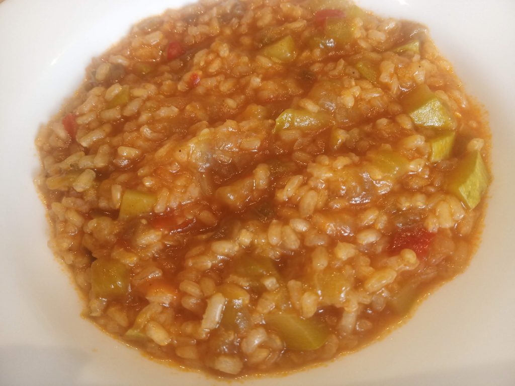 Arroz con calabacín y berenjenas