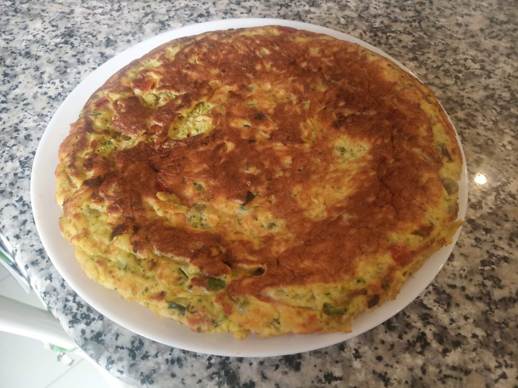 Tortilla de puré de patatas con verdura