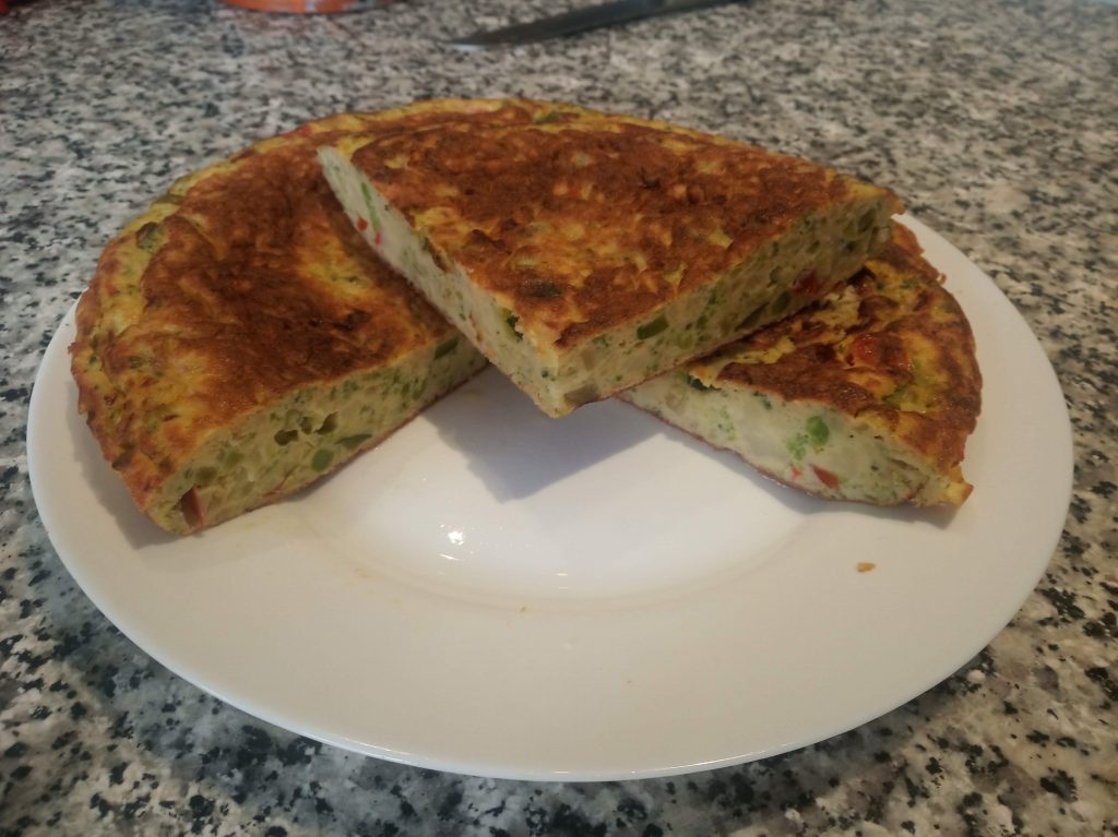 Tortilla de puré de patatas con verdura