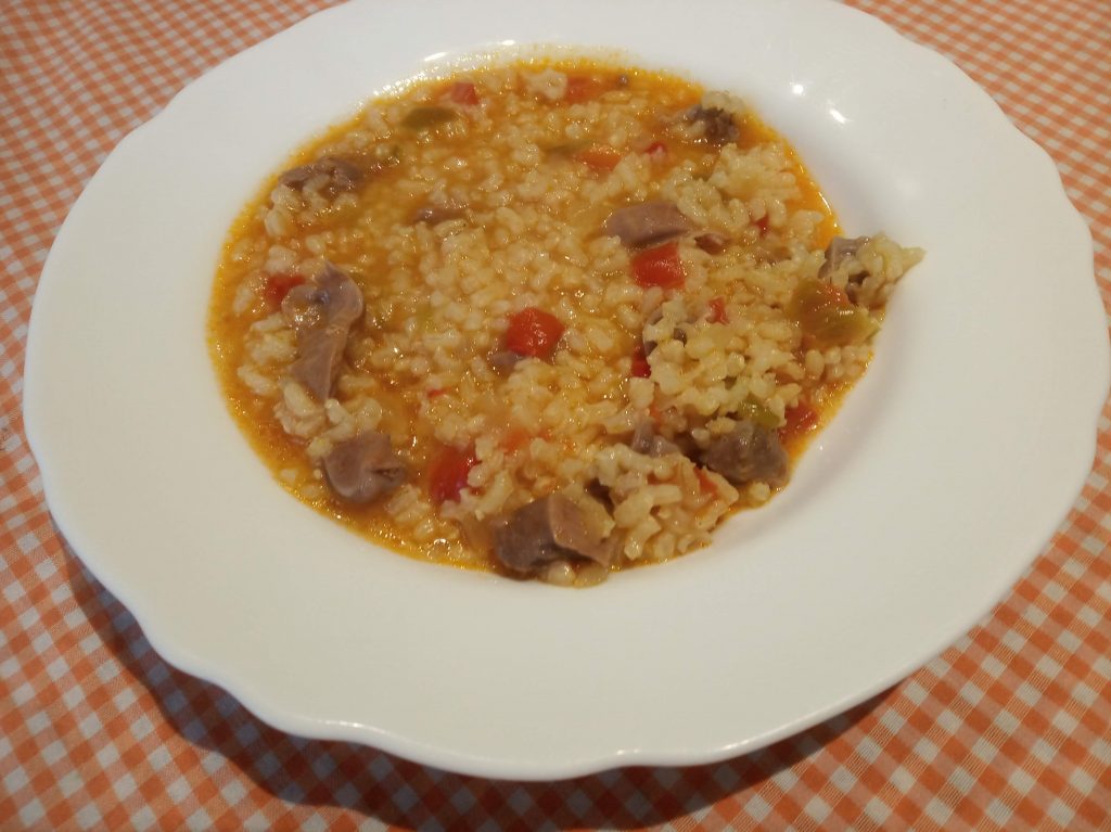 Arroz Caldoso con mollejas de pollo