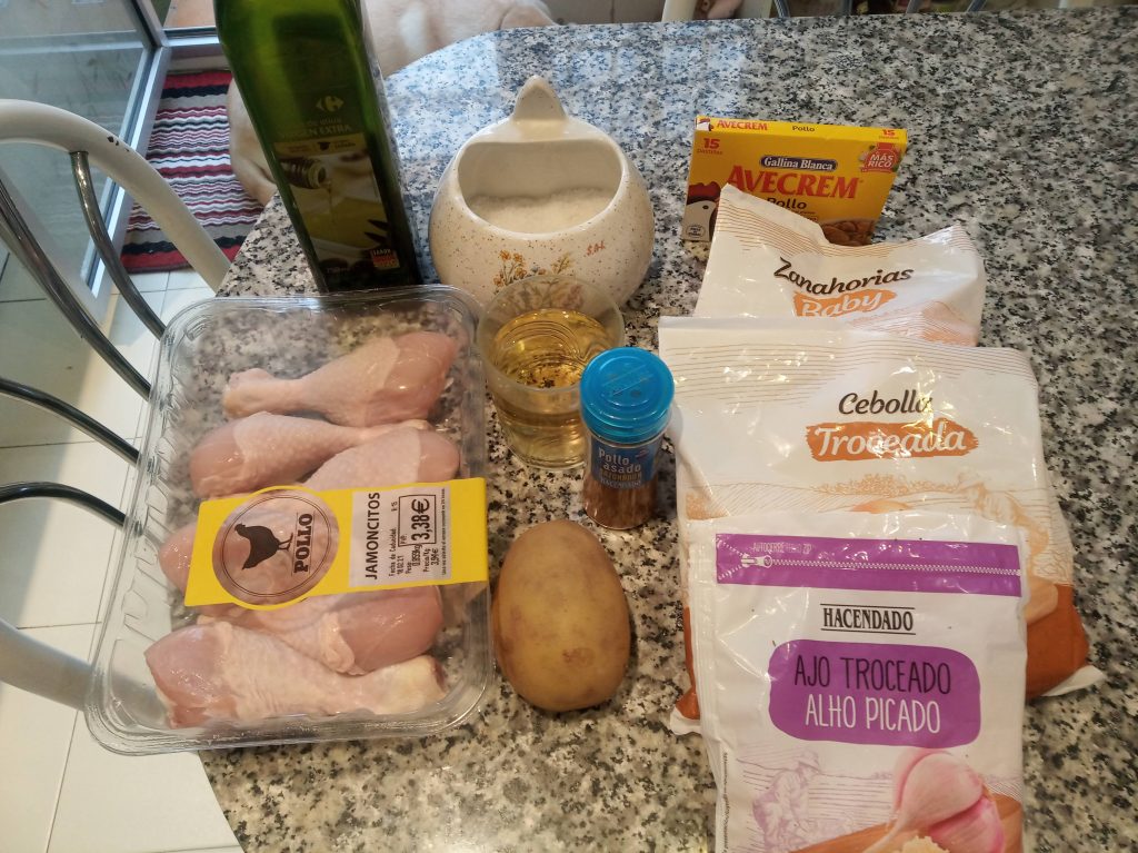 Pollo entero o muslitos asado en olla a presión