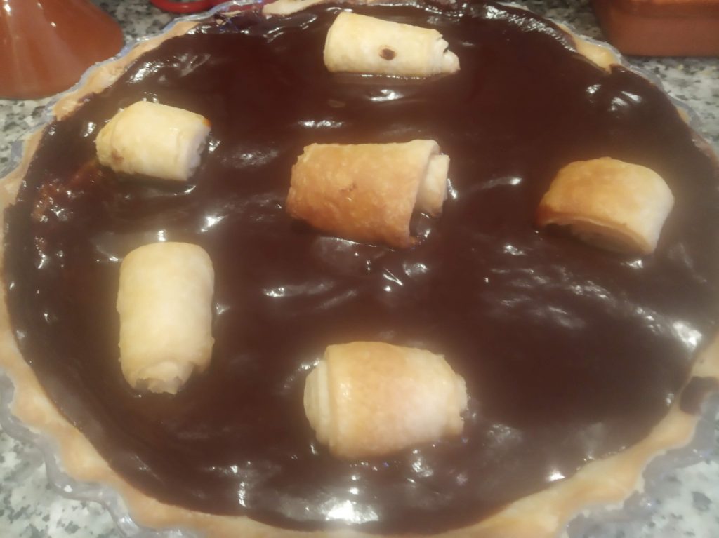 Tarta de hojaldre con crema pastelera y chocolate Exprés